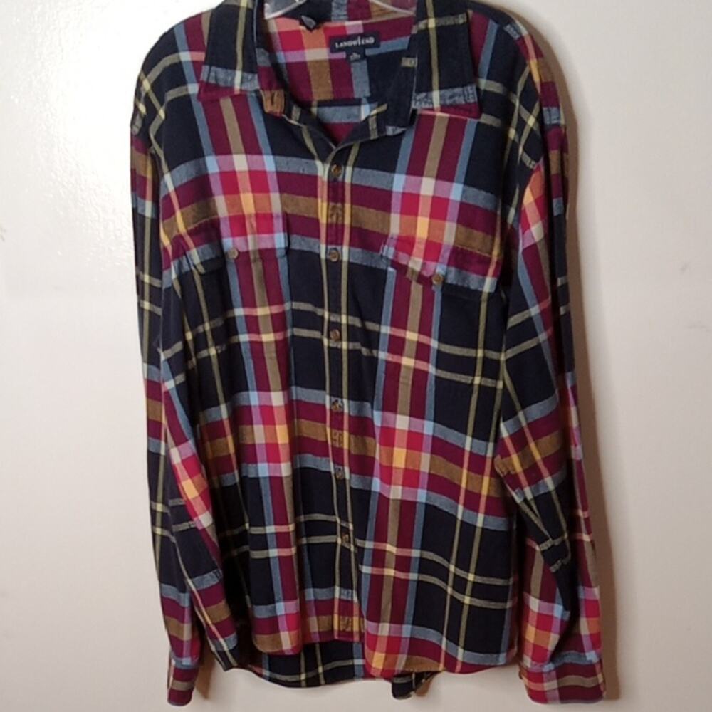 Lands End Men's Size XL Colorful Plaid Button-Up Shirt. Athleisure. Fun